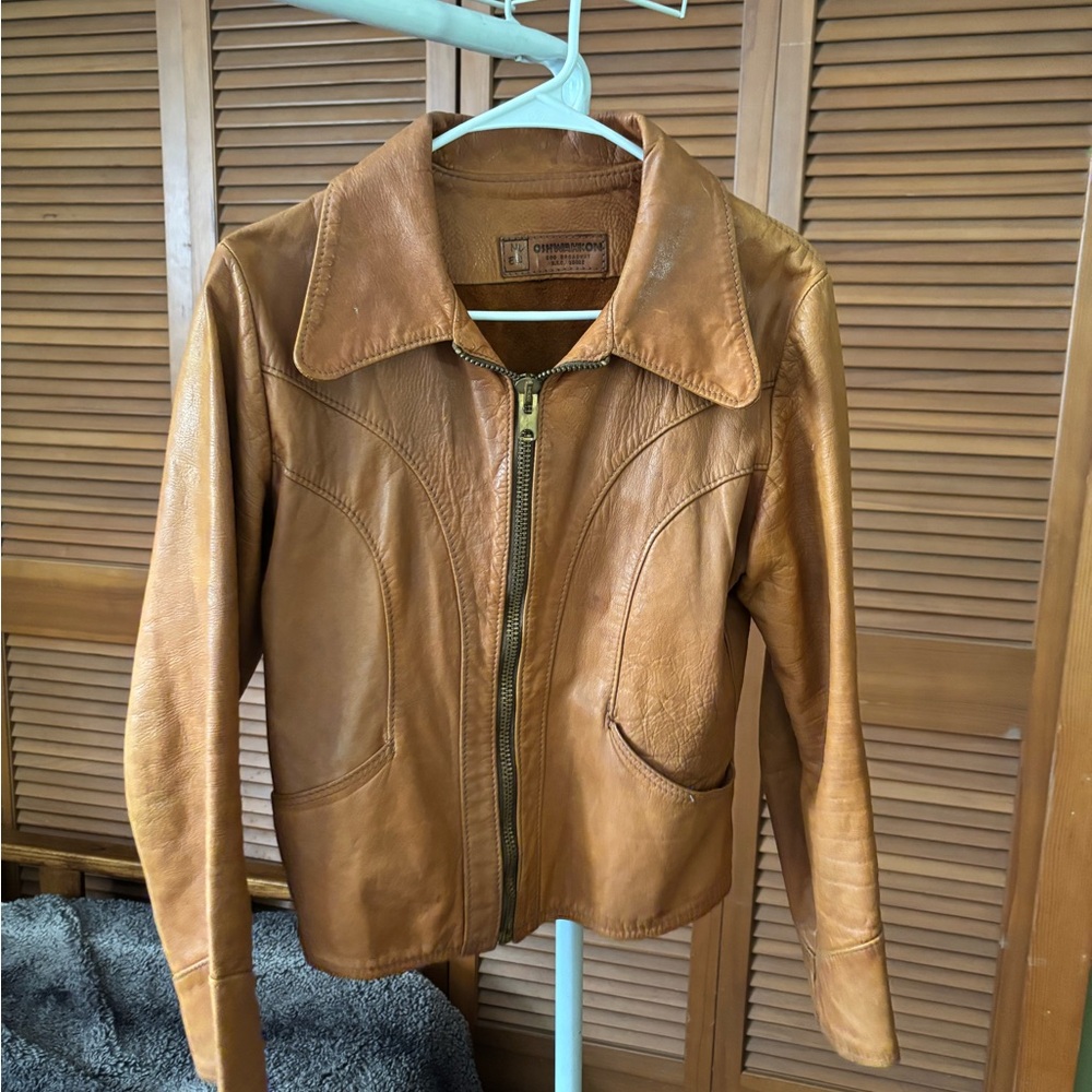 Vintage Classic Tan Leather Jacket